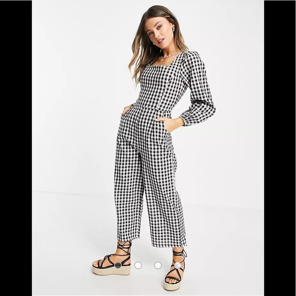 DAISY STREET B&W GINGHAM CHECK LACE UP BACK JUMPSUIT!